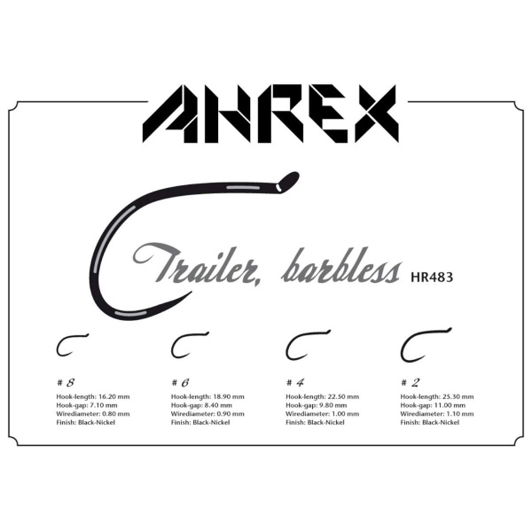 Ahrex Hr483 Trailer Hook Barbless Hr #2 Fly Tying Hooks